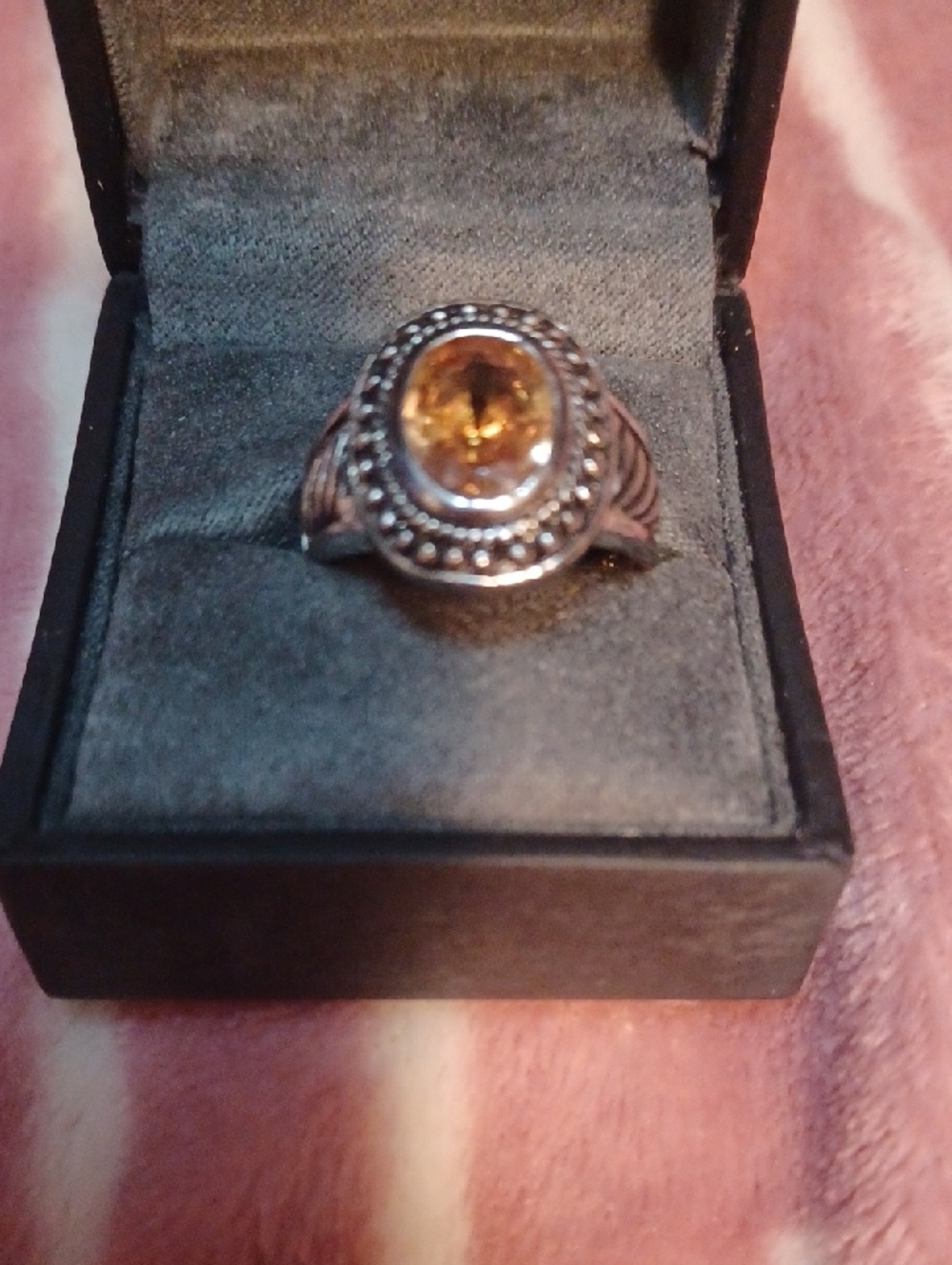 Sterling Silver Citrine Oval Halo Ring in Golden Yellow